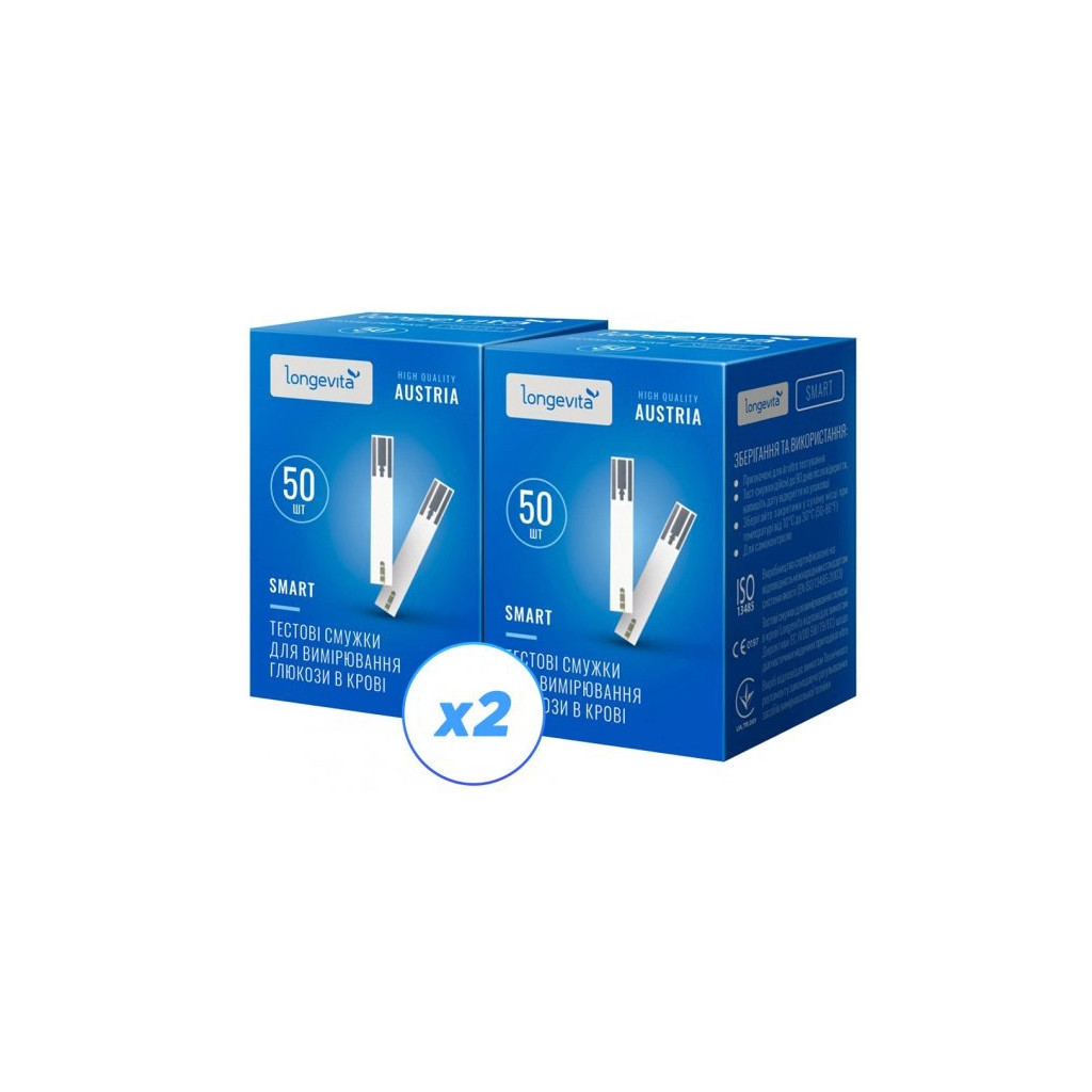 Тест-смужки для глюкометра Longevita Smart 2 x 50 шт. (6662664) - фото 1