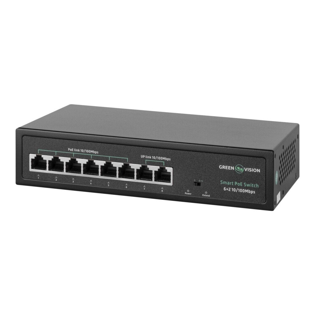 Комутатор мережевий Greenvision GV-015-D-06+2P - фото 1 Комутатор мережевий Greenvision GV-015-D-06+2P - фото 1