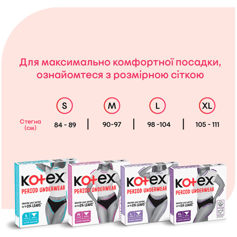 Гігієнічні прокладки Kotex Менструальна білизна розмір L 1 шт. (5029053590233) - фото 8