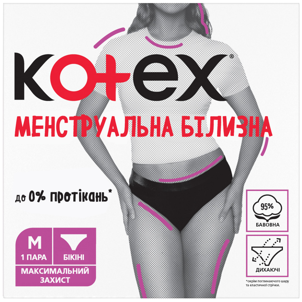 Гігієнічні прокладки Kotex Менструальна білизна Розмір M 1 шт. (5029053590226)