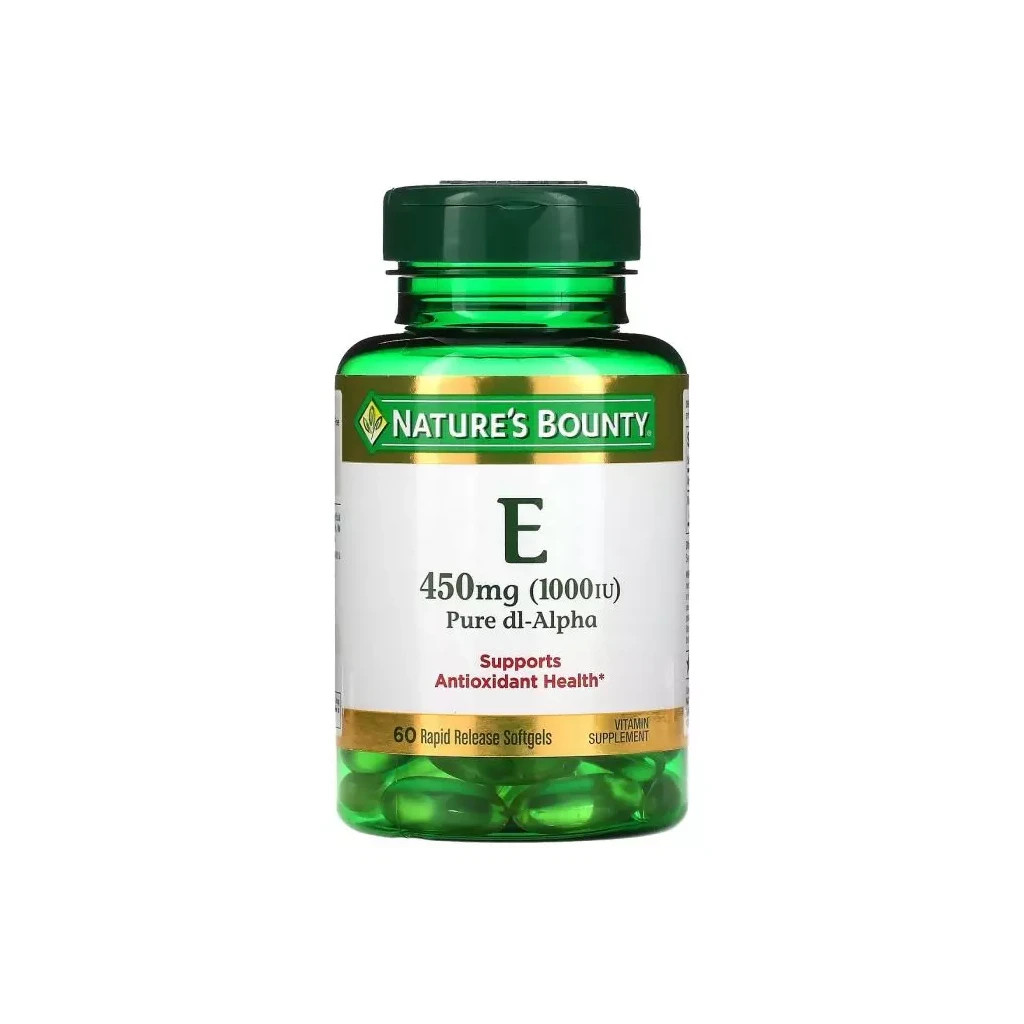 Вітамін Nature's Bounty Вітамін E швидкого вивільнення, 1000 МО, 450 мг, Vitamin E, 60 г (NRT-01799) - фото 1