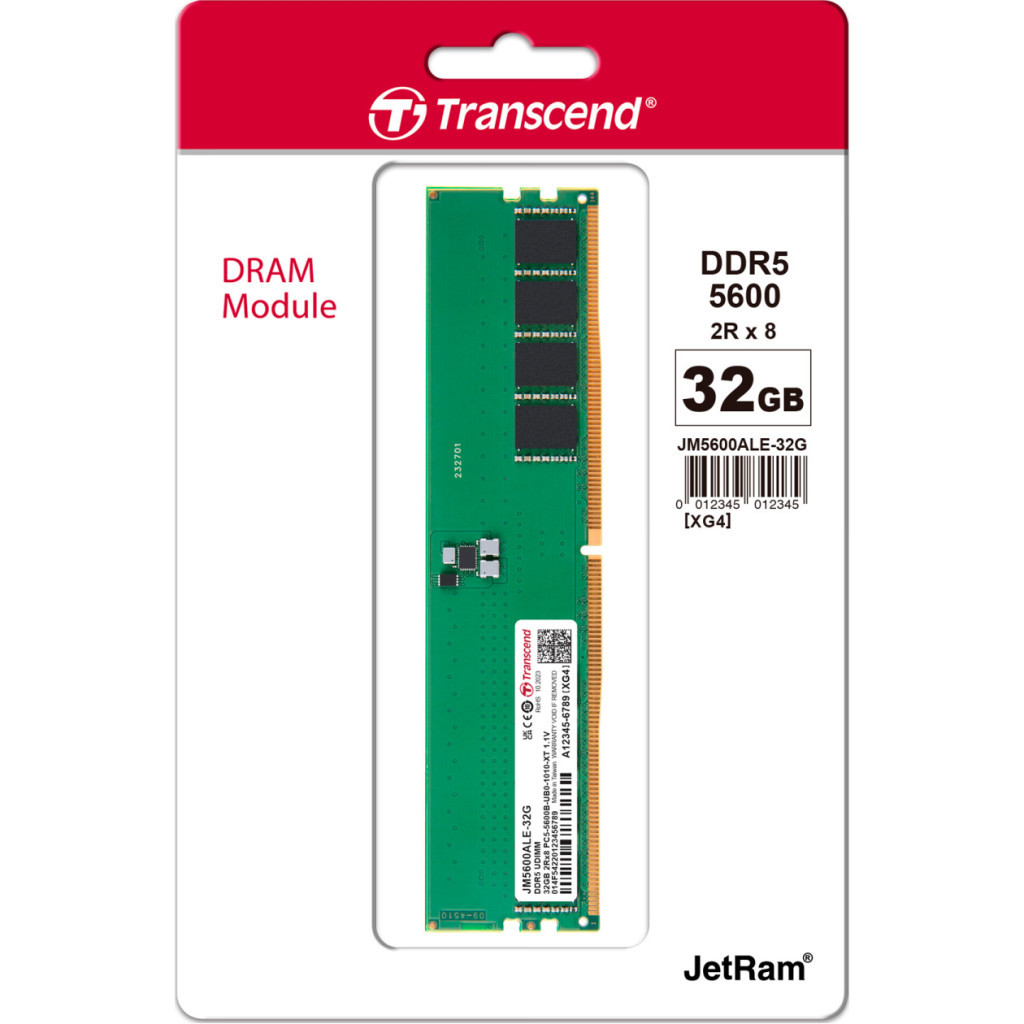 Модуль пам'яті для комп'ютера DDR5 32GB 5600 MHz JetRam Transcend (JM5600ALE-32G) - фото 2 Модуль пам'яті для комп'ютера DDR5 32GB 5600 MHz JetRam Transcend (JM5600ALE-32G) - фото 2