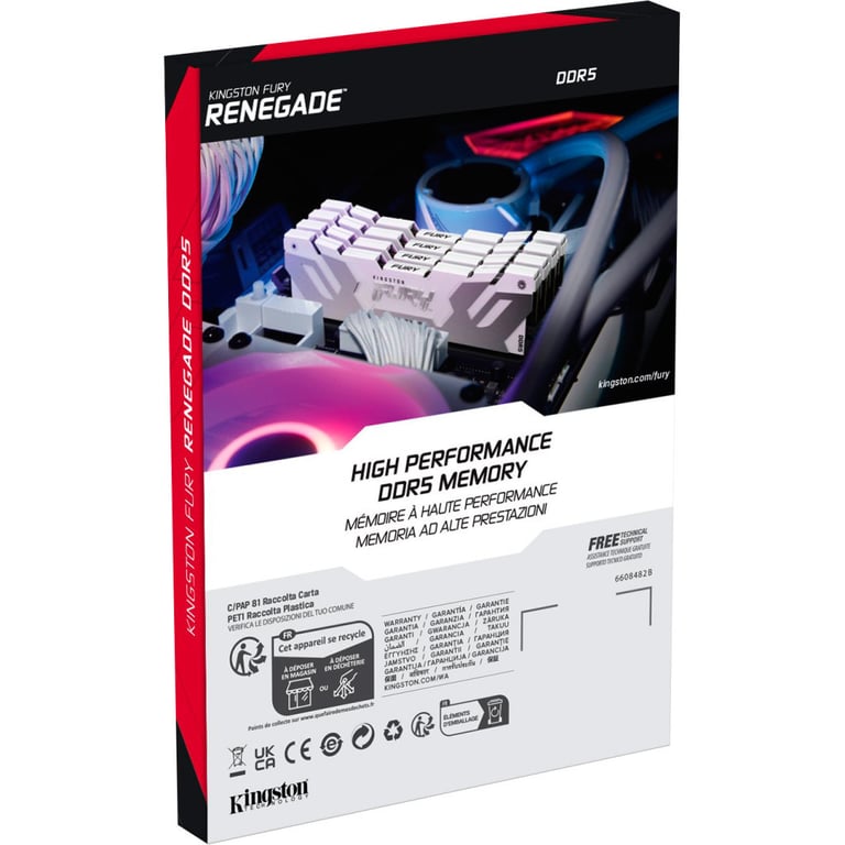 Модуль пам'яті для комп'ютера DDR5 64GB (2x32GB) 6400 MHz Renegade White XMP Kingston Fury (ex.HyperX) (KF564C32RWK2-64) - фото 6