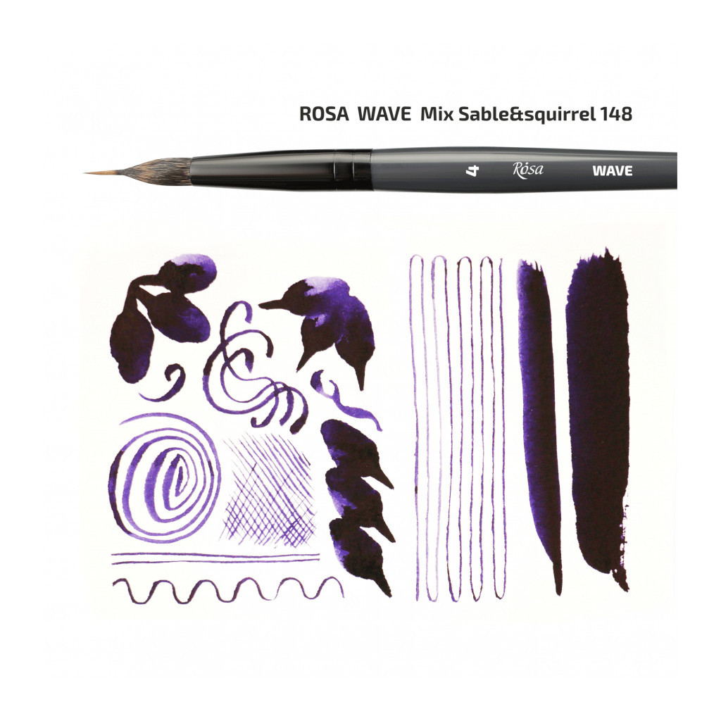 Пензлик для малювання Rosa Мікс білка/соболь круглий, лайнер, WAVE 148, № 0 (4823098516859) - фото 3 Пензлик для малювання Rosa Мікс білка/соболь круглий, лайнер, WAVE 148, № 0 (4823098516859) - фото 3
