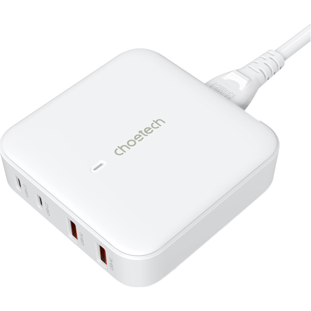 Зарядний пристрій Choetech GaN 2 USB-A / 2 USB-C 100W QC3.0/PD/PPS (PD8008-EU-WH) - фото 2 Зарядний пристрій Choetech GaN 2 USB-A / 2 USB-C 100W QC3.0/PD/PPS (PD8008-EU-WH) - фото 2