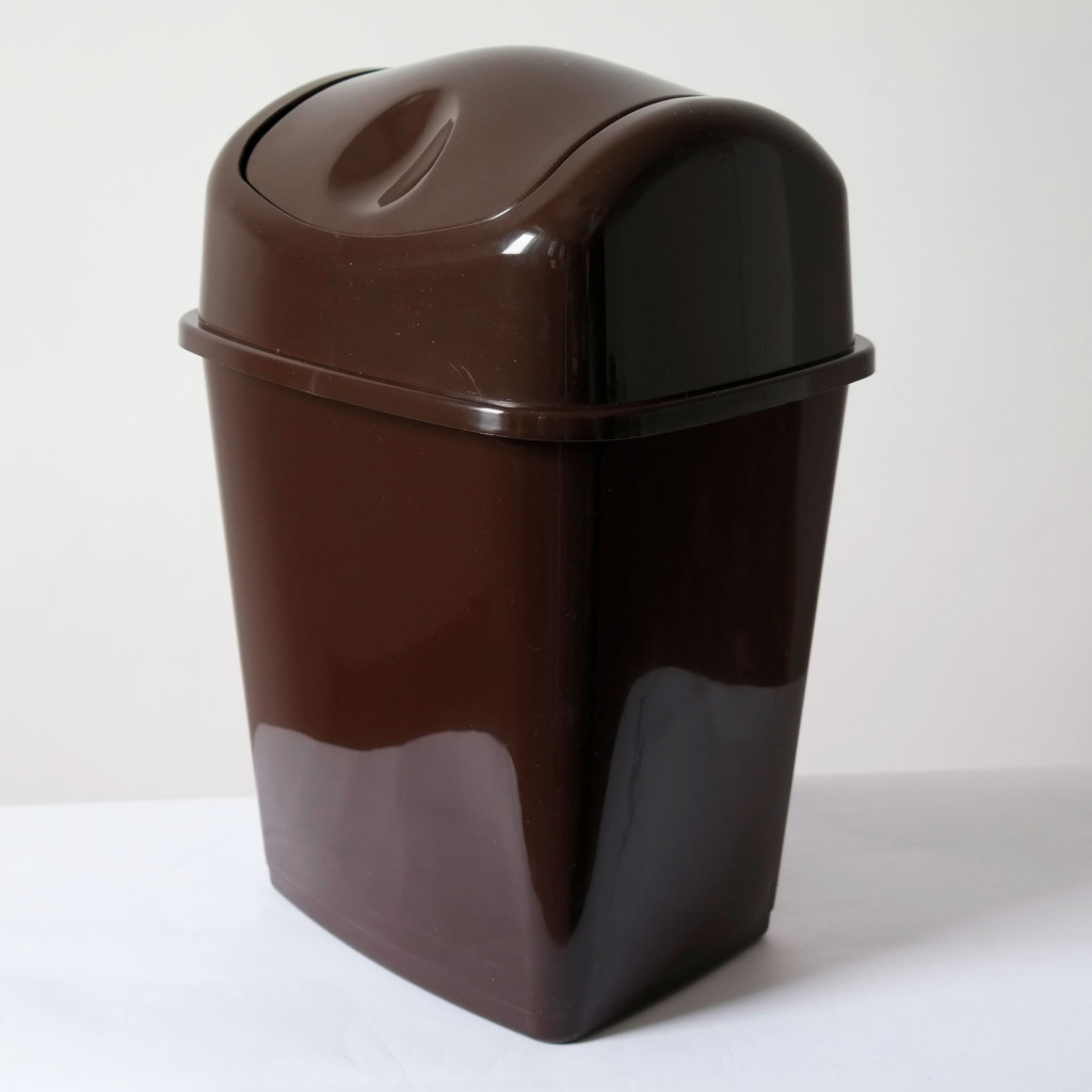 Контейнер для сміття ММ Пласт Бежевий / коричневий 14 л (ММ 14/беж/кор) - фото 1