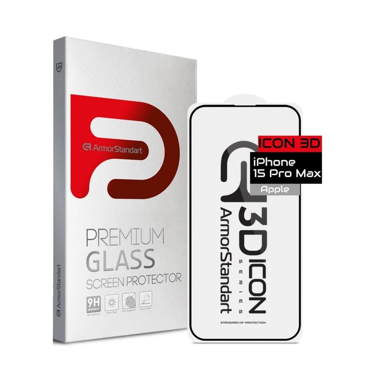Скло захисне Armorstandart Icon 3D Apple iPhone 15 Pro Max Black (ARM68216) - фото 1