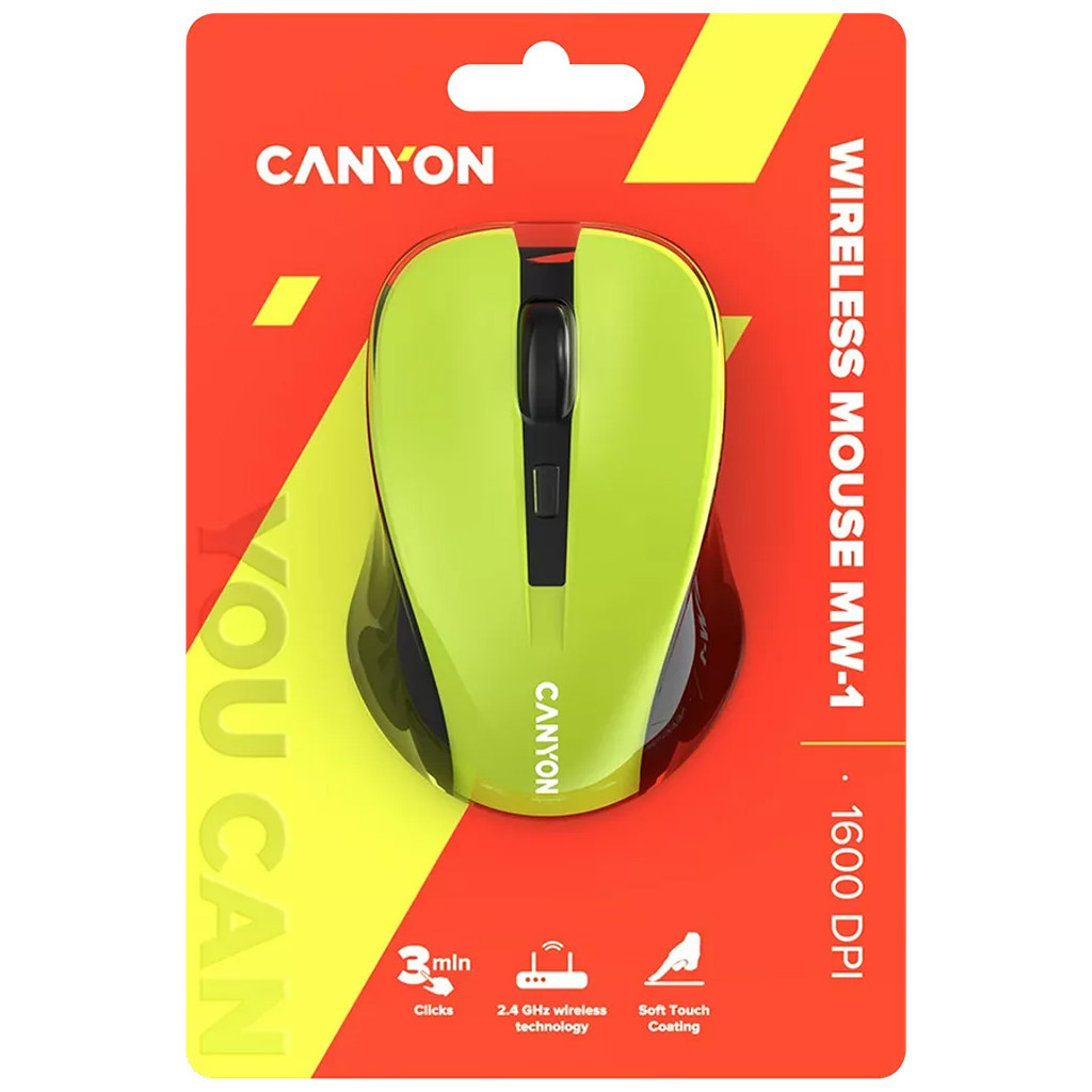 Мишка Canyon MW-1 Wireless Yellow (CNE-CMSW1Y) - фото 6 Мишка Canyon MW-1 Wireless Yellow (CNE-CMSW1Y) - фото 6