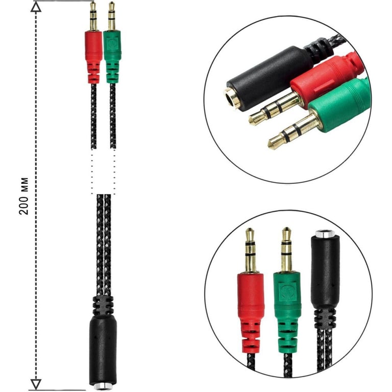 Перехідник XoKo AC-007 2x3.5-мм jack(F) - 3.5-мм 4pin jack(M) (XOKO AC-007) - фото 3