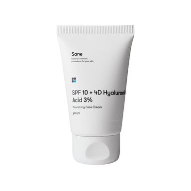 Крем для обличчя Sane SPF10 + 4D Hyaluronic Acid 3% Nourishing Face Cream pH 6.5 Живильний 40 мл (4820266830892) - фото 1