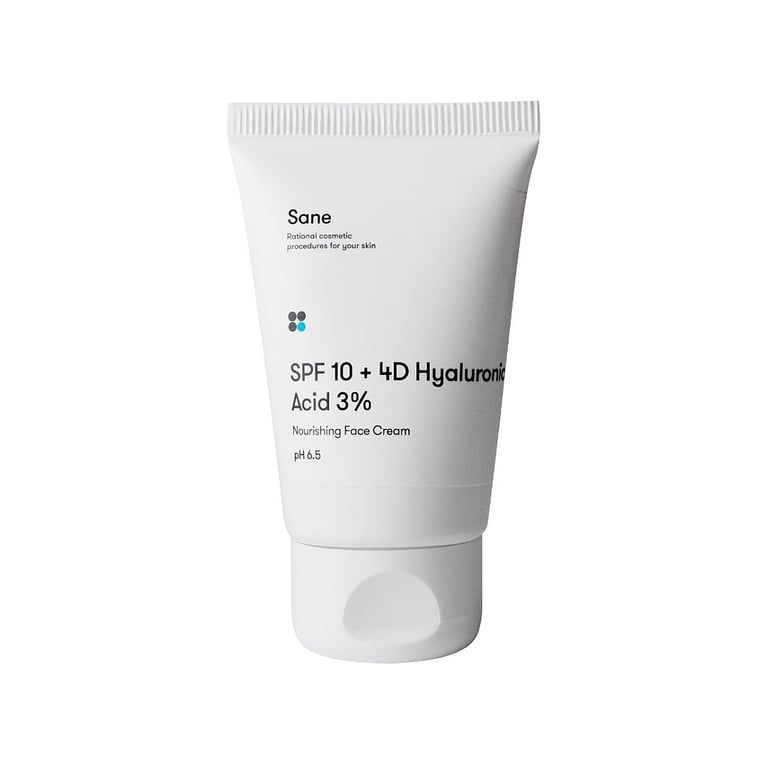 Крем для обличчя Sane SPF10 + 4D Hyaluronic Acid 3% Nourishing Face Cream pH 6.5 Живильний 40 мл (4820266830892) - фото 1