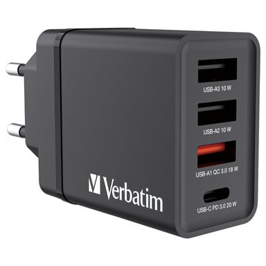 Зарядний пристрій Verbatim USB 30W PD3.0 4-ports black (49700) - фото 1