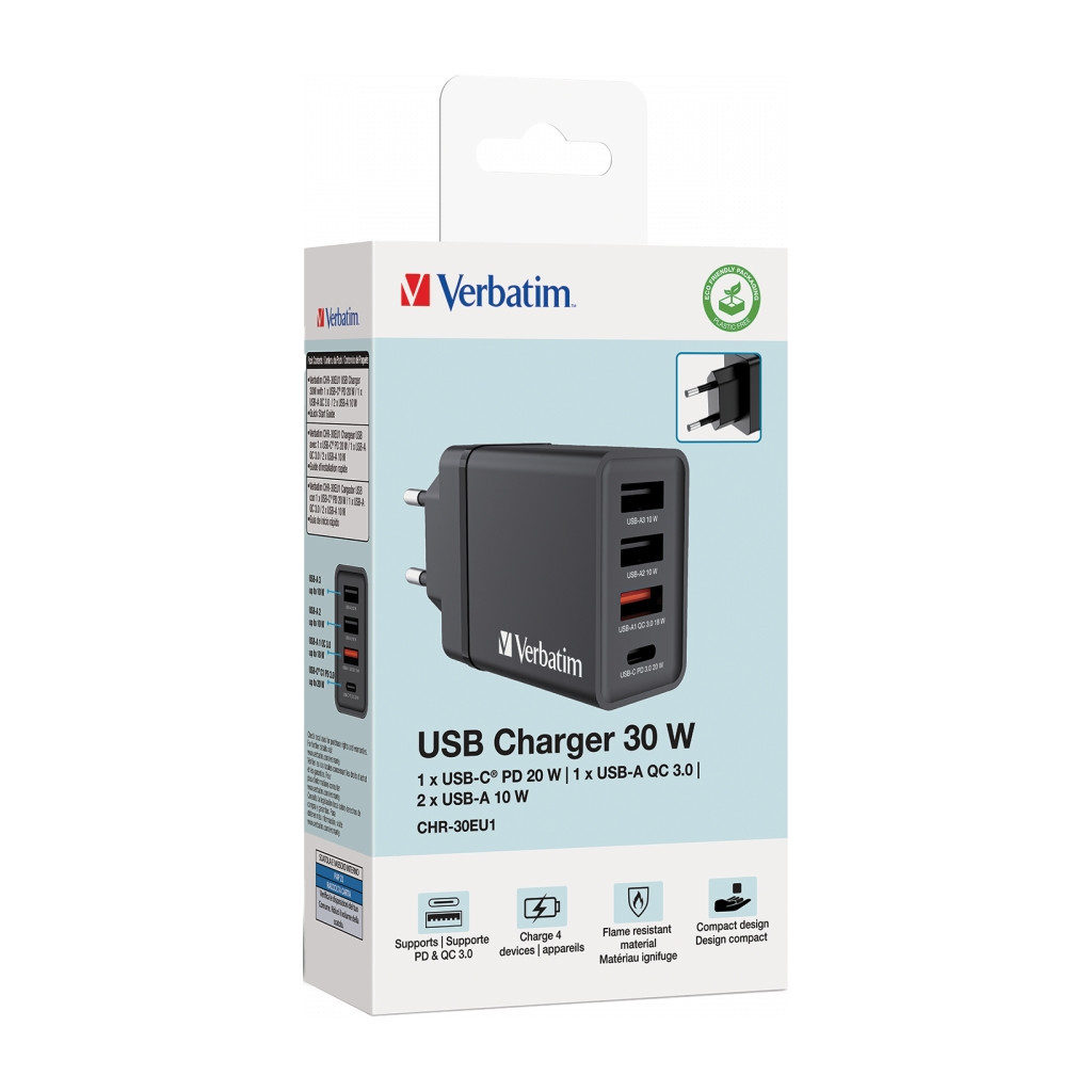 Зарядний пристрій Verbatim USB 30W PD3.0 4-ports black (49700) - фото 7 Зарядний пристрій Verbatim USB 30W PD3.0 4-ports black (49700) - фото 7