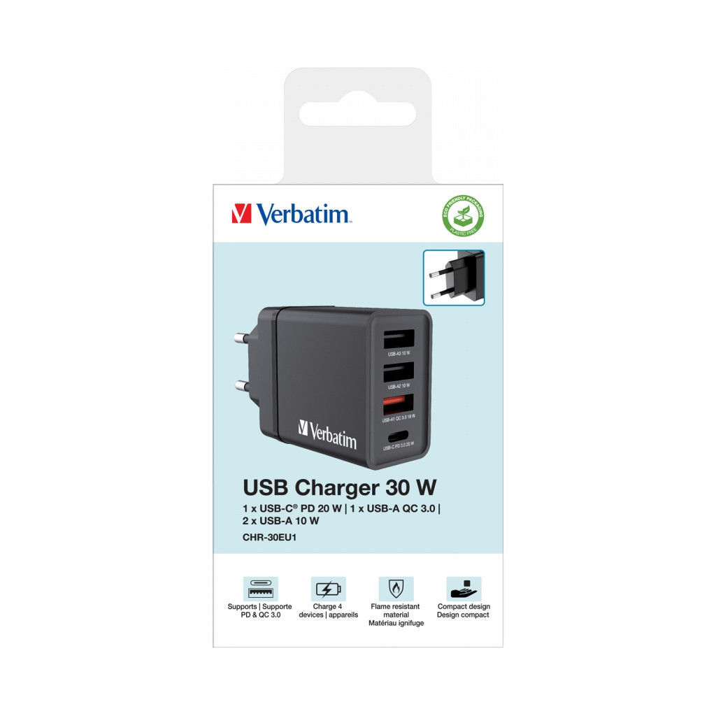 Зарядний пристрій Verbatim USB 30W PD3.0 4-ports black (49700) - фото 8 Зарядний пристрій Verbatim USB 30W PD3.0 4-ports black (49700) - фото 8