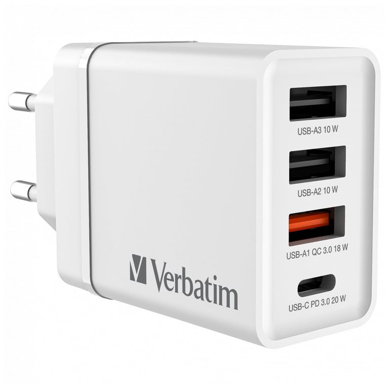 Зарядний пристрій Verbatim USB 30W PD3.0 4-ports white (49701) - фото 1