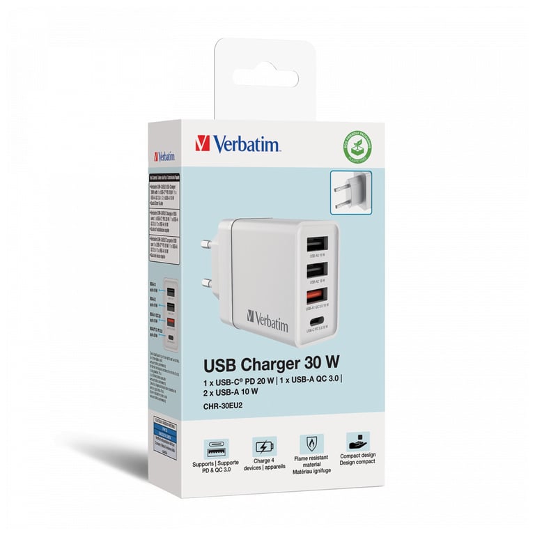 Зарядний пристрій Verbatim USB 30W PD3.0 4-ports white (49701) - фото 7