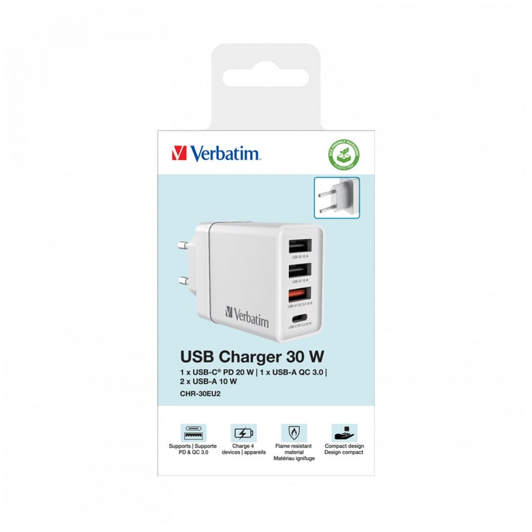 Зарядний пристрій Verbatim USB 30W PD3.0 4-ports white (49701) - фото 8