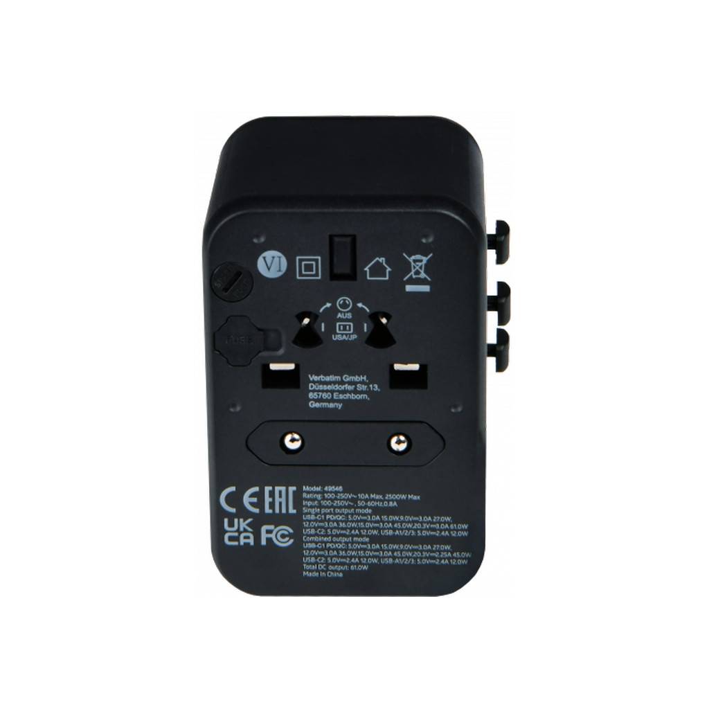 Зарядний пристрій Verbatim UTA-04 PD61W (3xUSB-A/2xUSB-C) (49546) - фото 2 Зарядний пристрій Verbatim UTA-04 PD61W (3xUSB-A/2xUSB-C) (49546) - фото 2