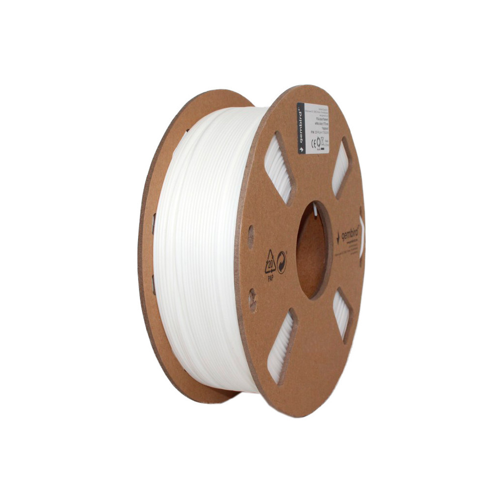 Пластик для 3D-принтера Gembird PLA+, 1.75 мм, 1 kg, white (3DP-PLA+1.75-02-W) - головне фото