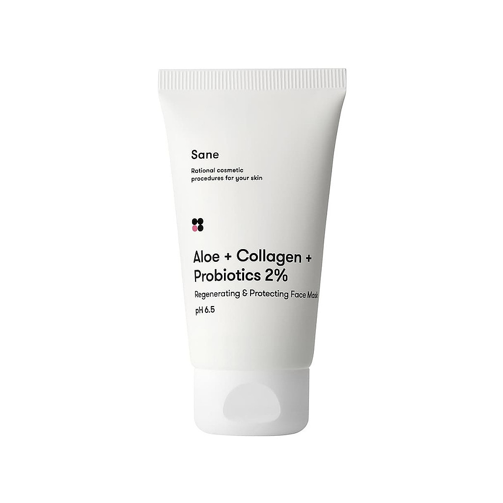 Маска для обличчя Sane Aloe + Collagen + Probiotics 2% Regenerating & Protecting Face Mask 75 мл (4820266830199) Маска для обличчя Sane Aloe + Collagen + Probiotics 2% Regenerating & Protecting Face Mask 75 мл (4820266830199)