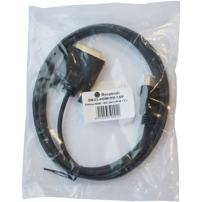 Кабель мультимедійний HDMI to DVI 24+1 1.8m Dynamode (DM-CL-HDMI-DVI-1.8M) - фото 3