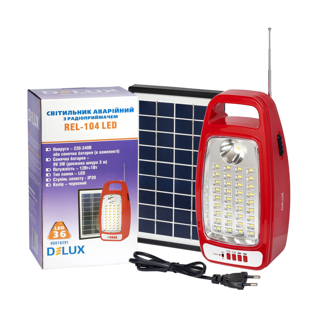 Ліхтар Delux REL-104 (6V4,5Ah) 36 LED 12W+1W (90018291) - фото 3 Ліхтар Delux REL-104 (6V4,5Ah) 36 LED 12W+1W (90018291) - фото 3