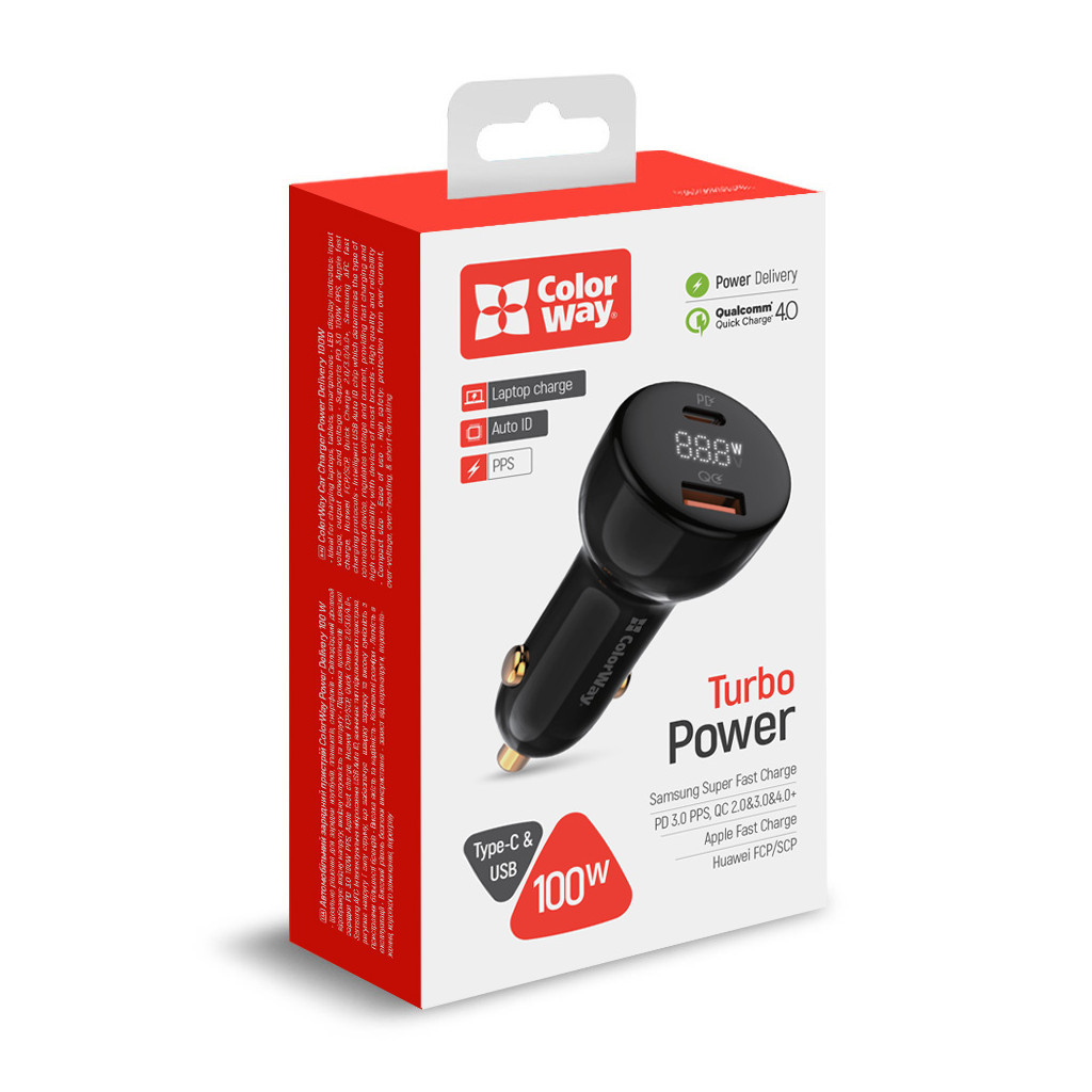 Зарядний пристрій ColorWay Power Delivery PPS USB (USB-A + USB-C) (100W) Black (CW-CHA044PD-BK) - фото 9 Зарядний пристрій ColorWay Power Delivery PPS USB (USB-A + USB-C) (100W) Black (CW-CHA044PD-BK) - фото 9