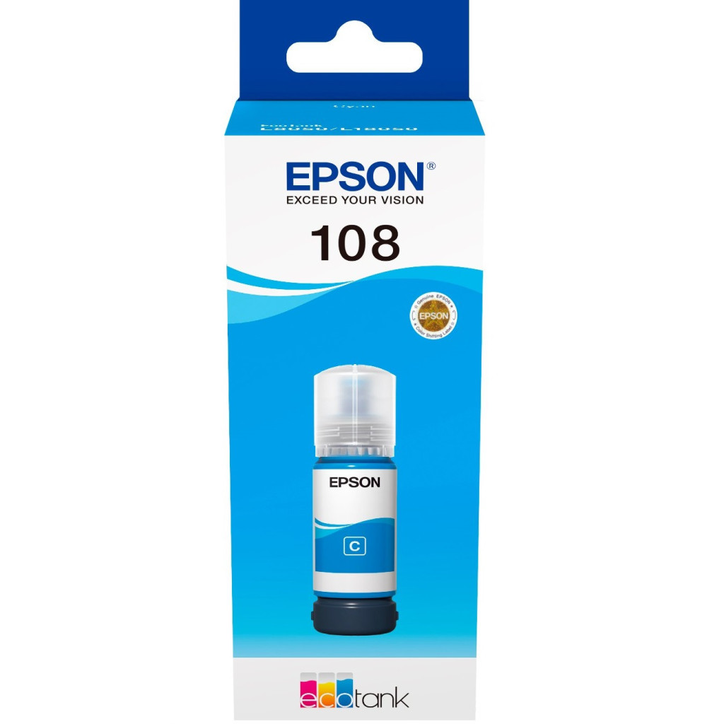 Контейнер з чорнилом Epson 108 EcoTank L8050/L18050 cyan (C13T09C24A) - фото 2 Контейнер з чорнилом Epson 108 EcoTank L8050/L18050 cyan (C13T09C24A) - фото 2