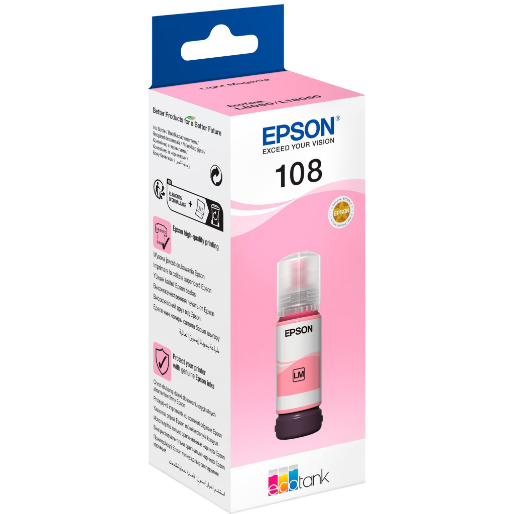 Контейнер з чорнилом Epson 108 EcoTank L8050/L18050 light magenta (C13T09C64A) - фото 1 Контейнер з чорнилом Epson 108 EcoTank L8050/L18050 light magenta (C13T09C64A) - фото 1
