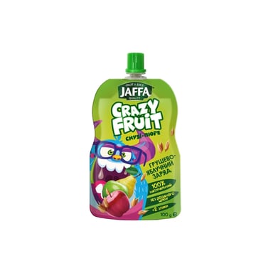 Дитяче пюре Jaffa Crazy Fruit Фруктовий десерт з груш і яблук перетертих зі злаками 100 г (4820192261999) - фото 1