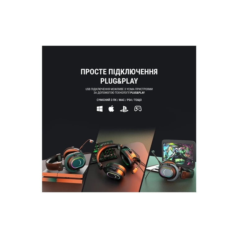 Навушники Fifine H6 RGB 7.1 Black (H6) - фото 4