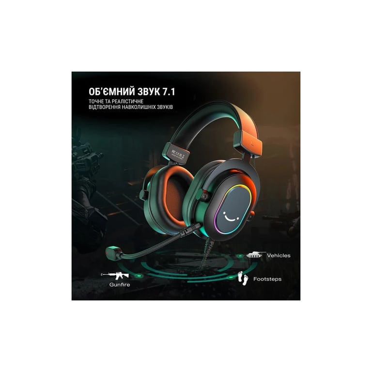 Навушники Fifine H6 RGB 7.1 Black (H6) - фото 7