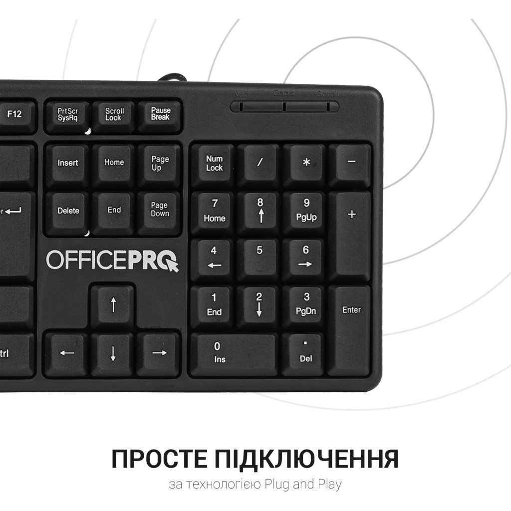 Клавіатура OfficePro SK166 USB Black (SK166) - фото 7 Клавіатура OfficePro SK166 USB Black (SK166) - фото 7