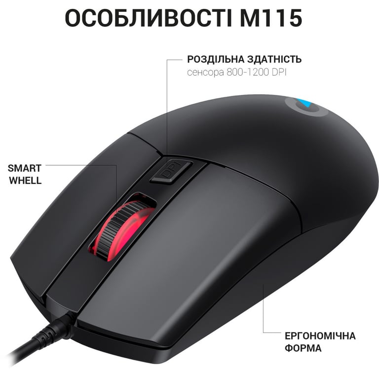 Мишка OfficePro M115 USB Black (M115) - фото 4