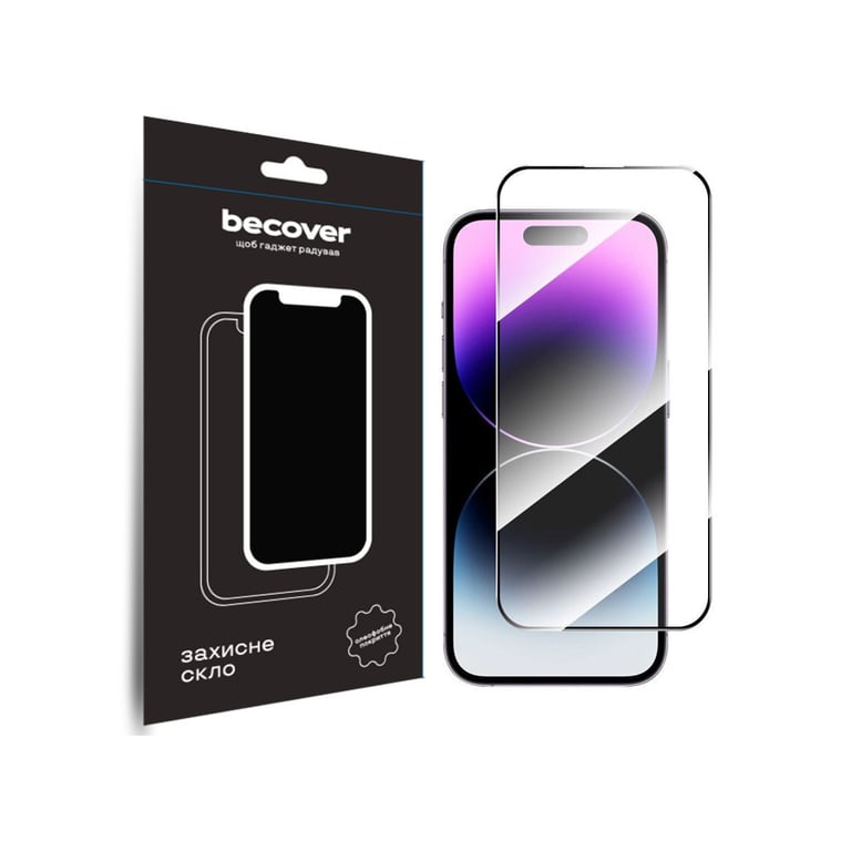 Скло захисне BeCover Apple iPhone 15 Pro Black (710593) - фото 1