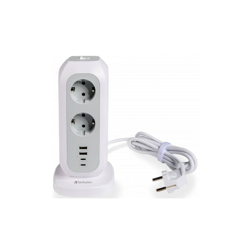 Мережевий фільтр живлення Verbatim 11 розеток, 2 x USB-C та 2 x USB-A (49547) - фото 1