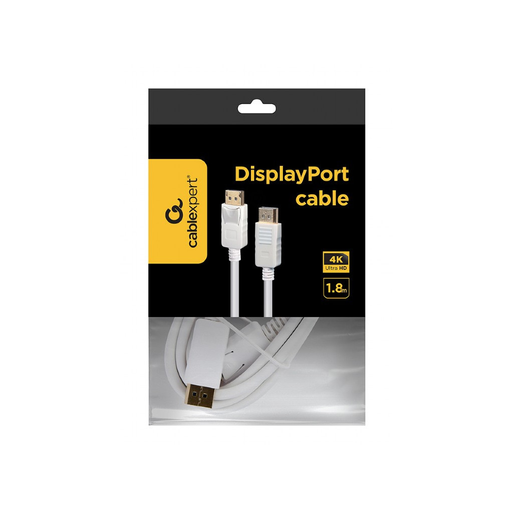 Кабель мультимедійний DisplayPort to DisplayPort 1.8m V1.2 Cablexpert (CC-DP2-6-W) - фото 2 Кабель мультимедійний DisplayPort to DisplayPort 1.8m V1.2 Cablexpert (CC-DP2-6-W) - фото 2