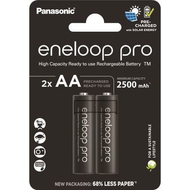 Акумулятор Panasonic AA Eneloop 2500mAh Pro NI-MH * 2 (BK-3HCDE/2CP) - фото 1