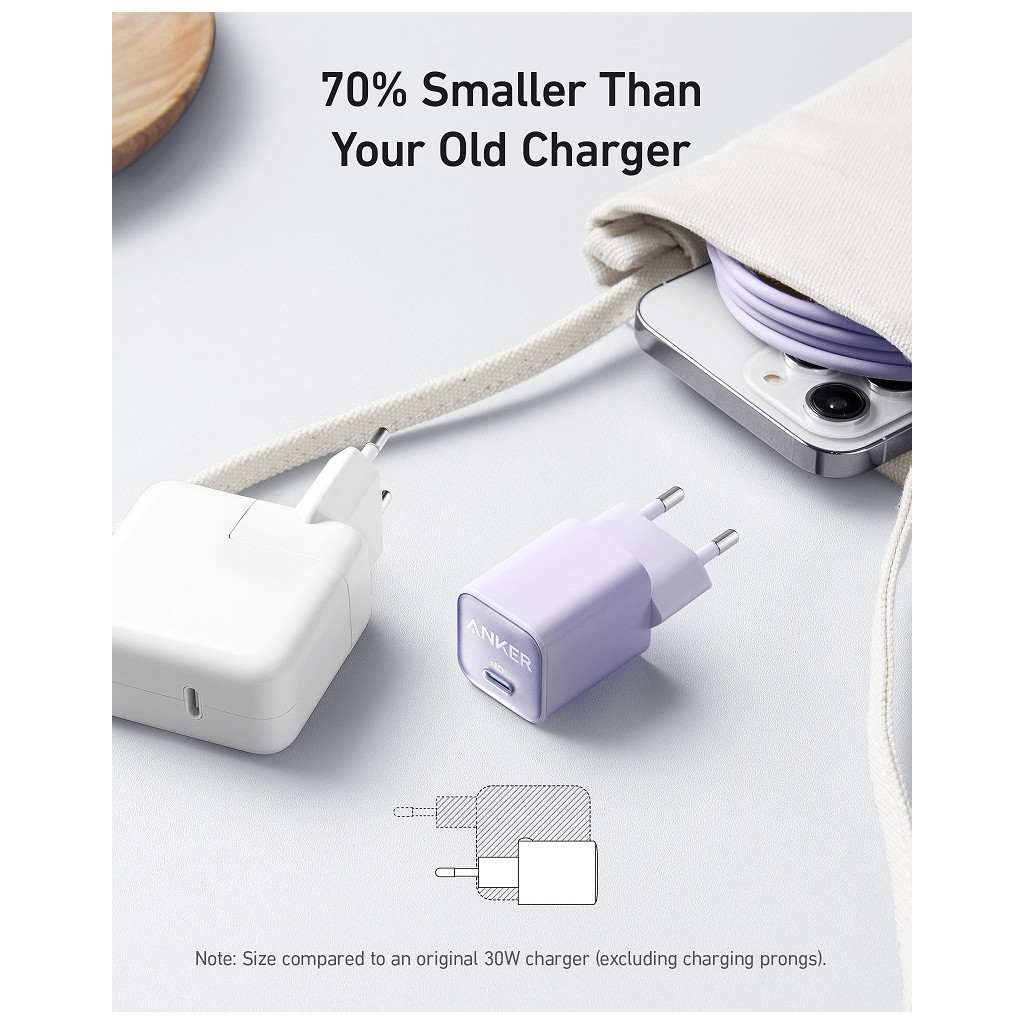 Зарядний пристрій Anker PowerPort 511 Nano III - 30W USB-C White (A2147G21) - фото 4 Зарядний пристрій Anker PowerPort 511 Nano III - 30W USB-C White (A2147G21) - фото 4