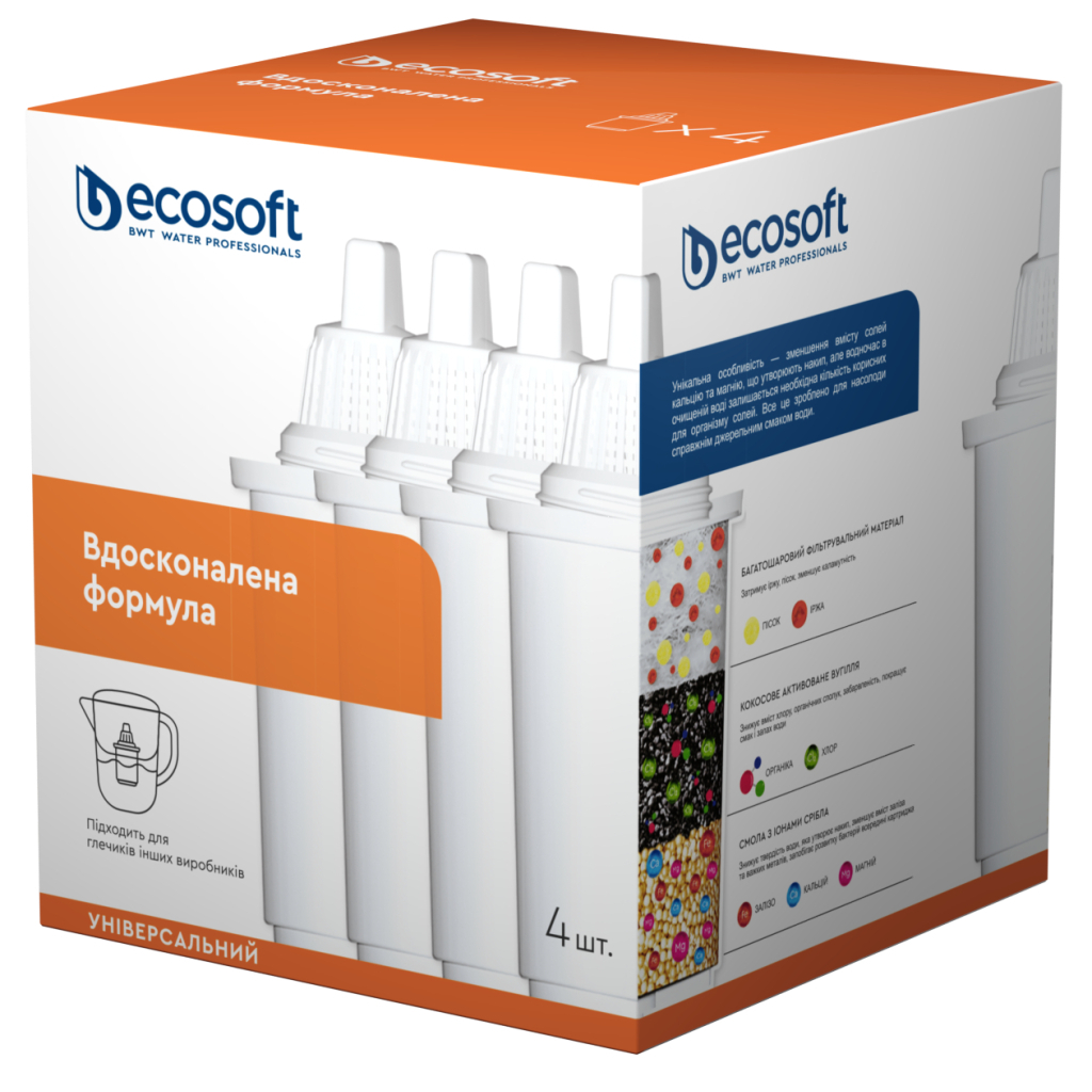 Картридж для фільтра глечика Ecosoft К-т Картриджів для глечиків універсальний (3+1 ш (4820056801071) - фото 1 Картридж для фільтра глечика Ecosoft К-т Картриджів для глечиків універсальний (3+1 ш (4820056801071) - фото 1