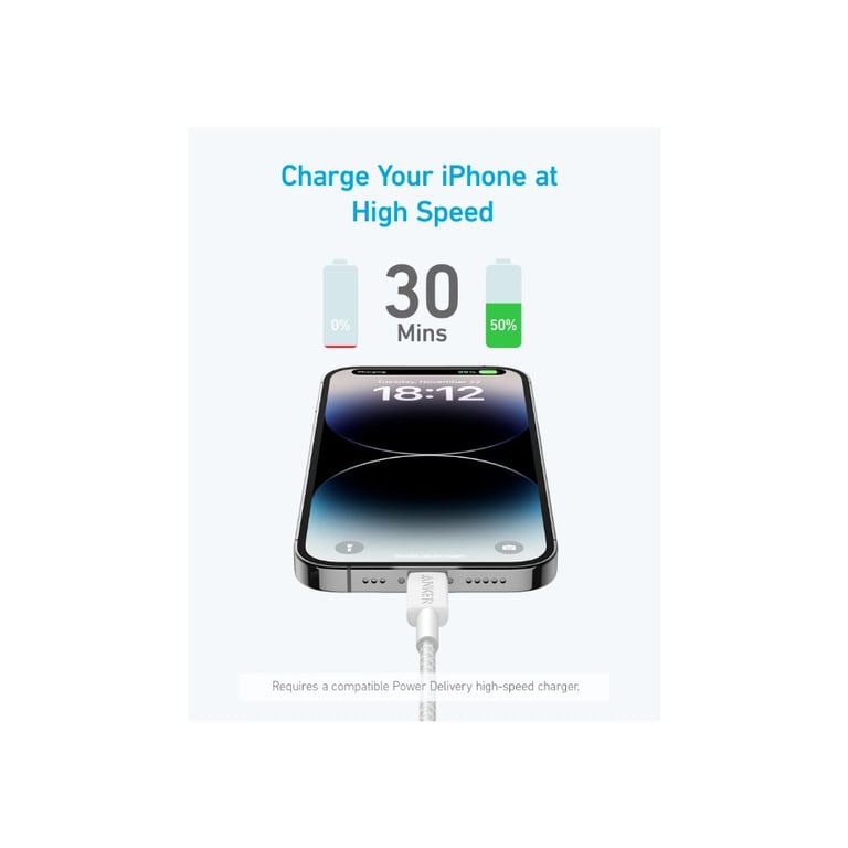 Дата кабель USB 2.0 AM to Lightning 1.8m 322 White Anker (A81B6H21) - фото 4