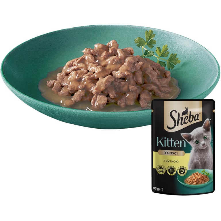 Вологий корм для кішок Sheba з куркою в соусі для кошенят 85 г (4770608264567) - фото 4