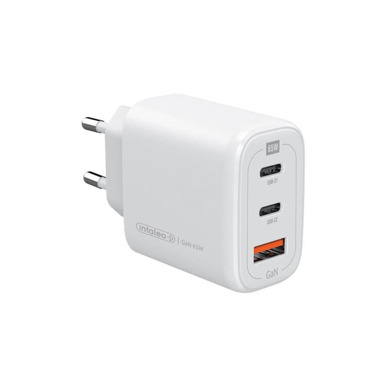 Зарядний пристрій Intaleo 65W GAN 2USB-C PD+USB-A QC 3.0 white (1283126559525) - фото 1