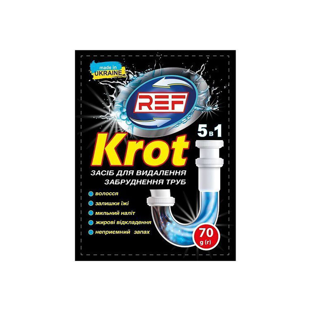 Засіб для прочищення труб REF Гранули 70 г (4820096036396) - фото 1 Засіб для прочищення труб REF Гранули 70 г (4820096036396) - фото 1