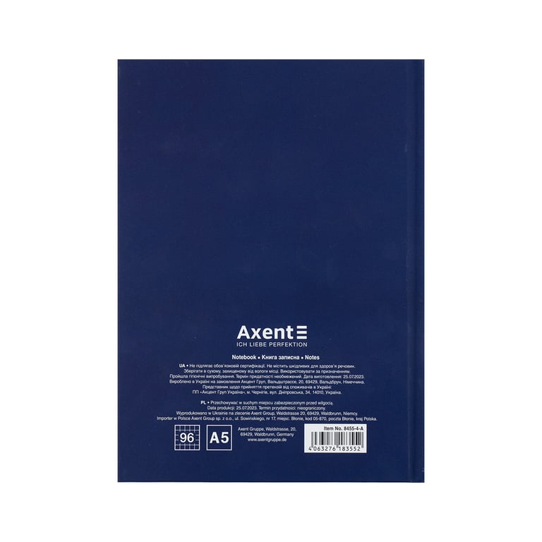 Книга записна Axent UA Єдина А5 клітинка тверда обкладинка 96 аркушів (8455-4-A) - фото 5