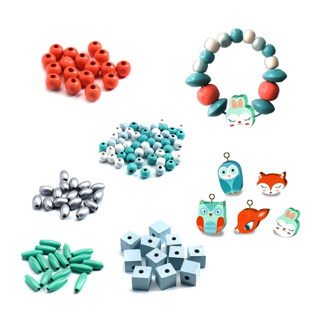 Набір для творчості Djeco з дерев%27яними намистинами Маленькі тварини (DJ09807)