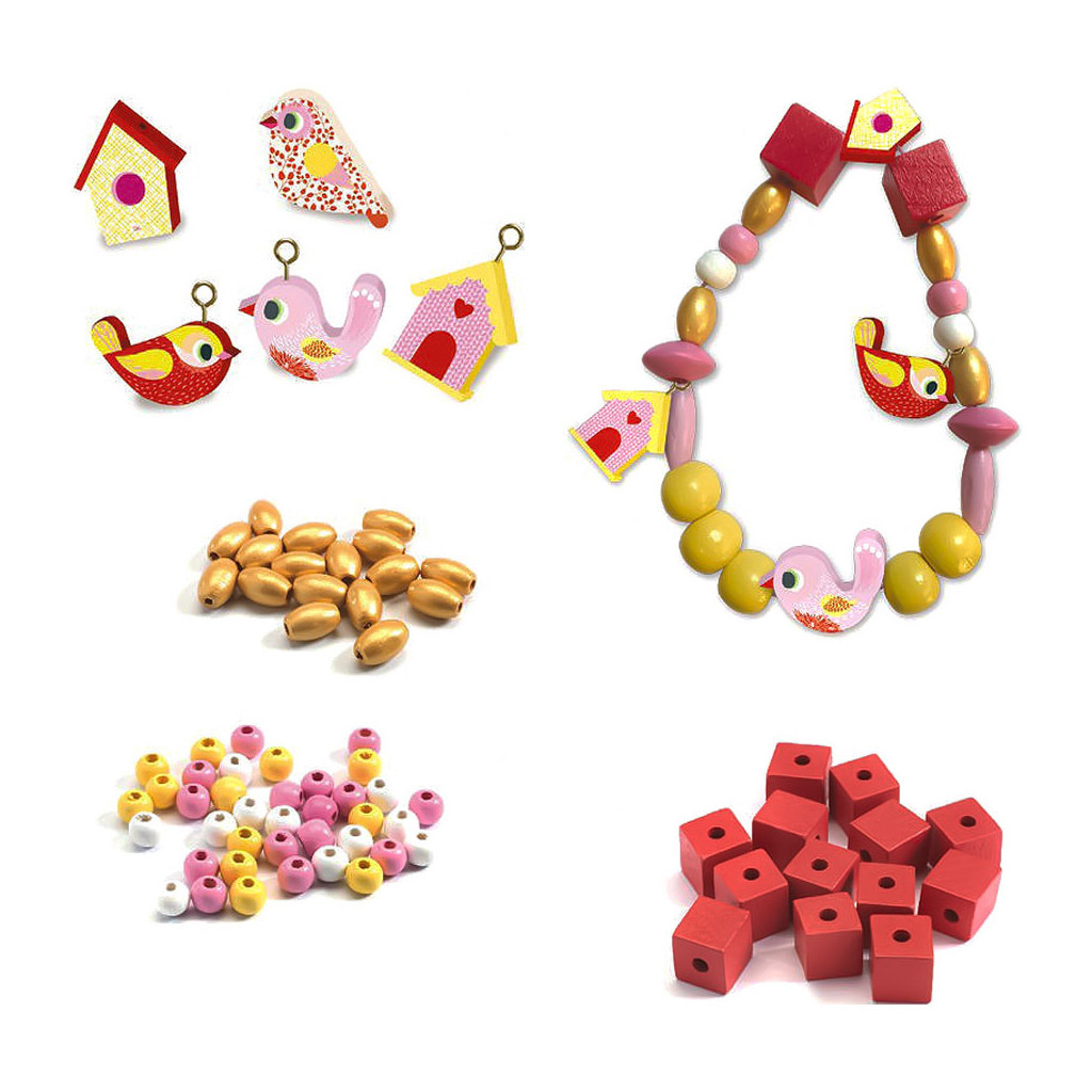 Набір для творчості Djeco з дерев'яними намистинами Пташки (DJ09809) - фото 1