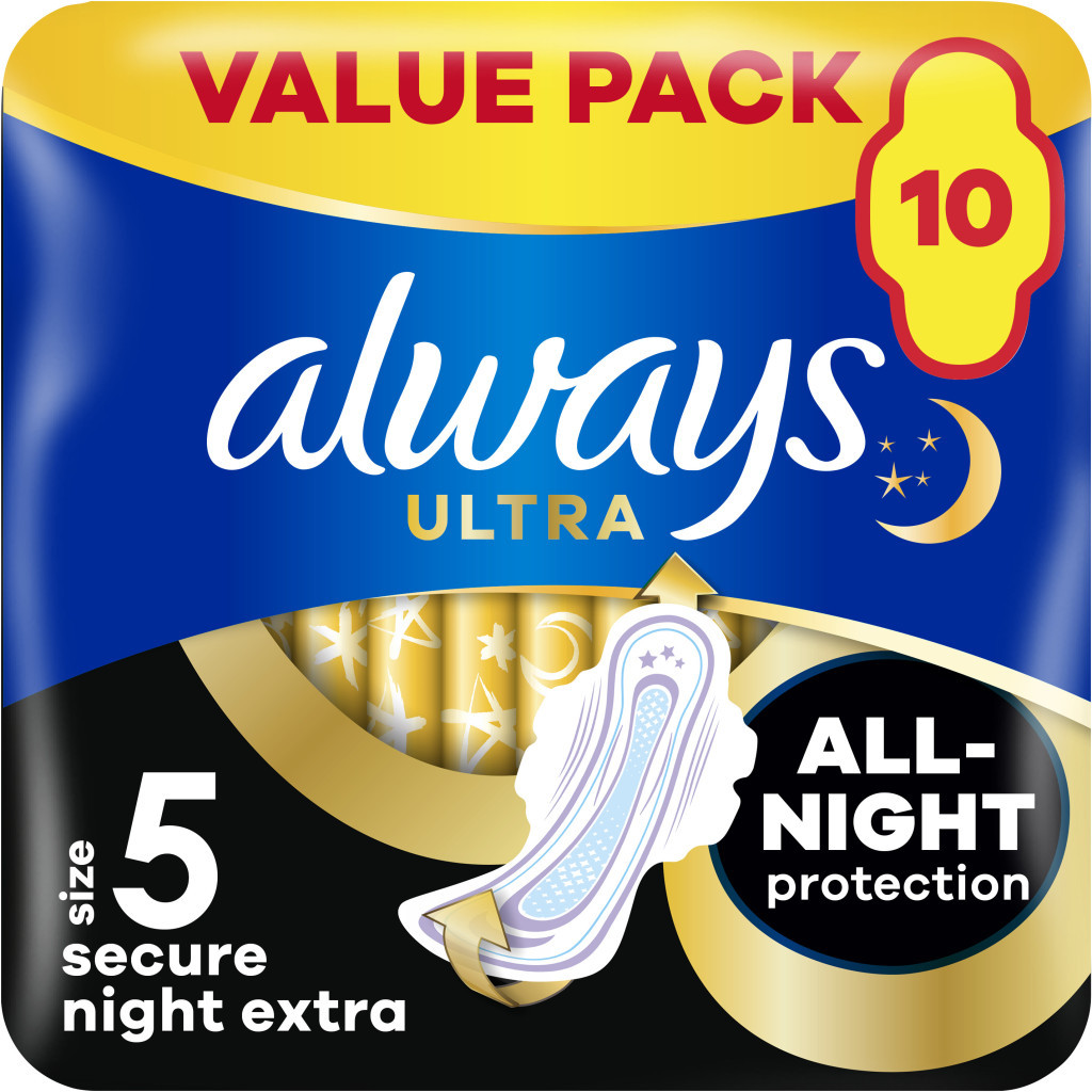 Гігієнічні прокладки Always Ultra Secure Night Extra Розмір 5 10 шт. (8006540093849) Гігієнічні прокладки Always Ultra Secure Night Extra Розмір 5 10 шт. (8006540093849)
