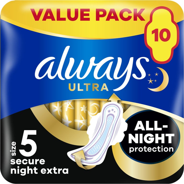 Гігієнічні прокладки Always Ultra Secure Night Extra Розмір 5 10 шт. (8006540093849) - фото 1