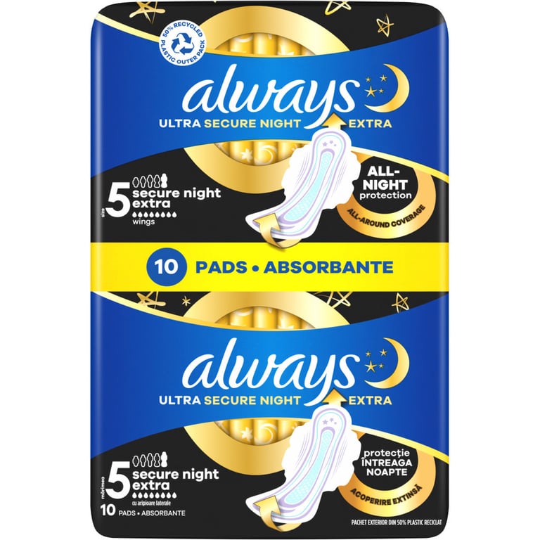 Гігієнічні прокладки Always Ultra Secure Night Extra Розмір 5 10 шт. (8006540093849) - фото 2